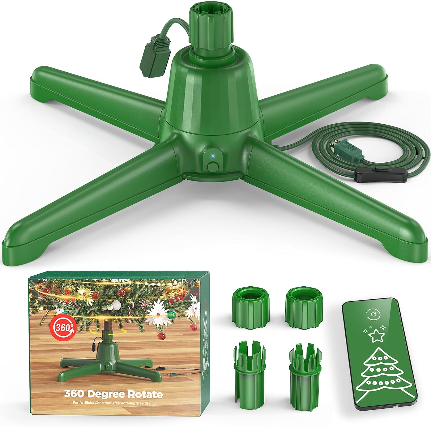 Deluxe Rotating Christmas Tree Stand Green, 360Degree Rotation