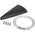 thumbnail image 1 of Deluxe Round Shifter Boot with Brushed Billet Aluminum Ring - Premium Black Vinyl, 5-1/8" OD, Fits Manual/Automatic Transmissions, Includes Installation Hardware, 1 of 9