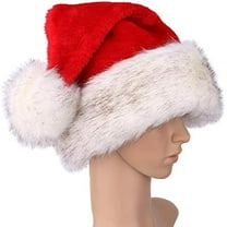 Deluxe Santa Hat - Large Red White Christmas Hat for Women Men, Santa Claus Gorros De Navidad Holiday Party Grey Fur 30x45cm