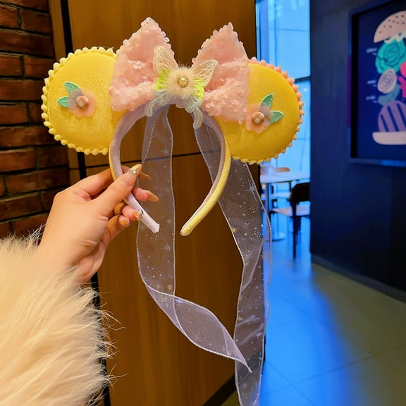 Deluxe Sequin Mickey-Style Ear Headbands for Women - Amusement Park Themed Bow Headbands, Cosplay & Party Hair Accessories (Mix & Match, Min. 3 pcs)