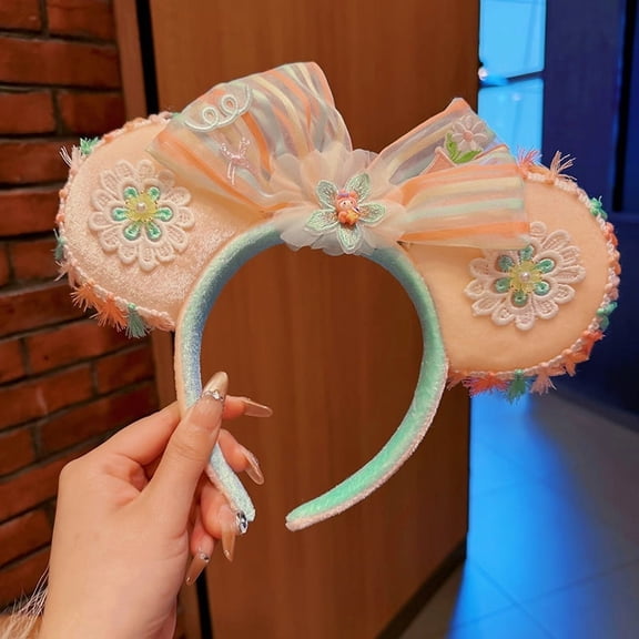 Deluxe Sequin Mickey-Style Ear Headbands for Women - Amusement Park Themed Bow Headbands, Cosplay & Party Hair Accessories (Mix & Match, Min. 3 pcs)