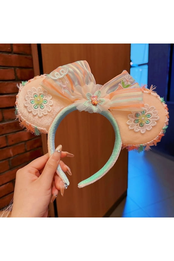 Deluxe Sequin Mickey-Style Ear Headbands for Women - Amusement Park Themed Bow Headbands, Cosplay & Party Hair Accessories (Mix & Match, Min. 3 pcs)