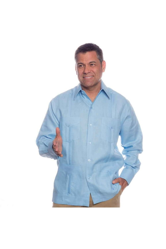 Deluxe Signature French Cuffs Linen Guayabera SIZE:4X color:BL