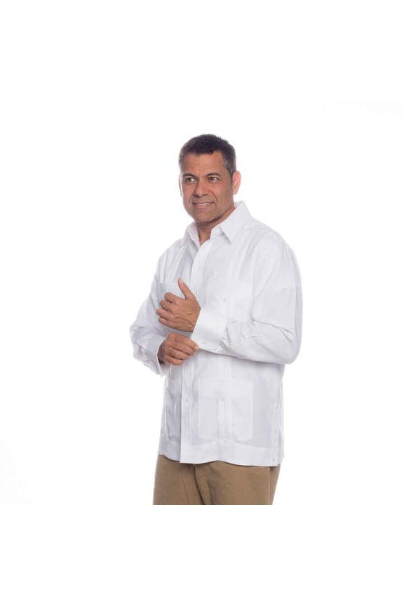 Deluxe Signature French Cuffs Linen Guayabera SIZE:4X color:WH