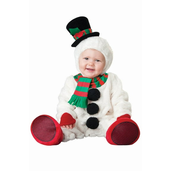 Deluxe Silly Snowman 4pc Infant Costume, White Red Green, X-Small 0-6 Mo