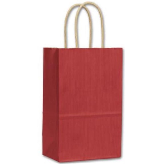 Deluxe Small Business Sales 15-050309-1 5.25 x 3.5 x 8.25 in. Varnish Stripe Shoppers, Red