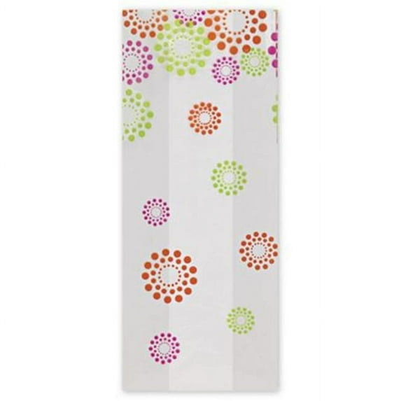 Deluxe Small Business Sales 237-040209-BD 4 x 2.5 x 9.5 in. Blooming Dots Cello Bags, Orange and Green, Yellow on White