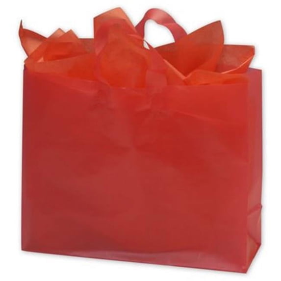 Deluxe Small Business Sales 268-160612-1 16 x 6 x 12 in. Frosted High Density Shoppers, Red