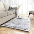thumbnail image 1 of Deluxe Soft Faux Sheepskin Fur Series Decorative Indoor Area Rug, 5 x 7 Feet Rectangle, Coffee and White, 1 Pack, 1 of 5