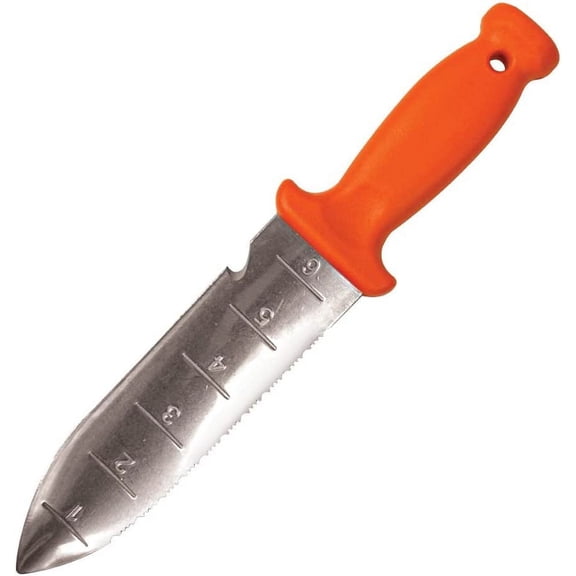 Soil Knife (Orange)  Hori Hori Gardening Knife, with 6-Inch Stainless Steel Blade
