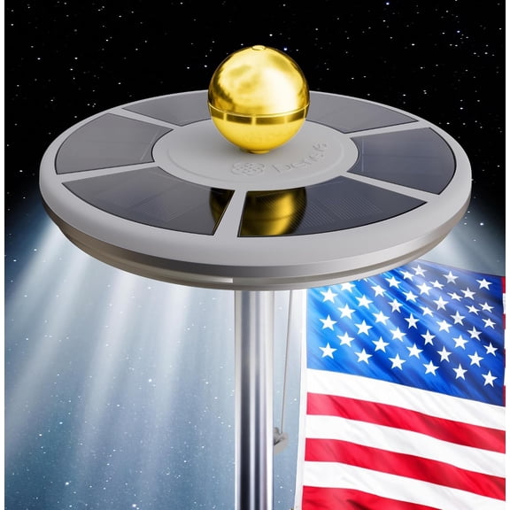 Deluxe Solar Powered Flag Pole Light  Outdoor Waterproof LED Lamp, 26 LEDs, 1300 Lumens, 100% Coverage for Outdoor American Flags (Silver)