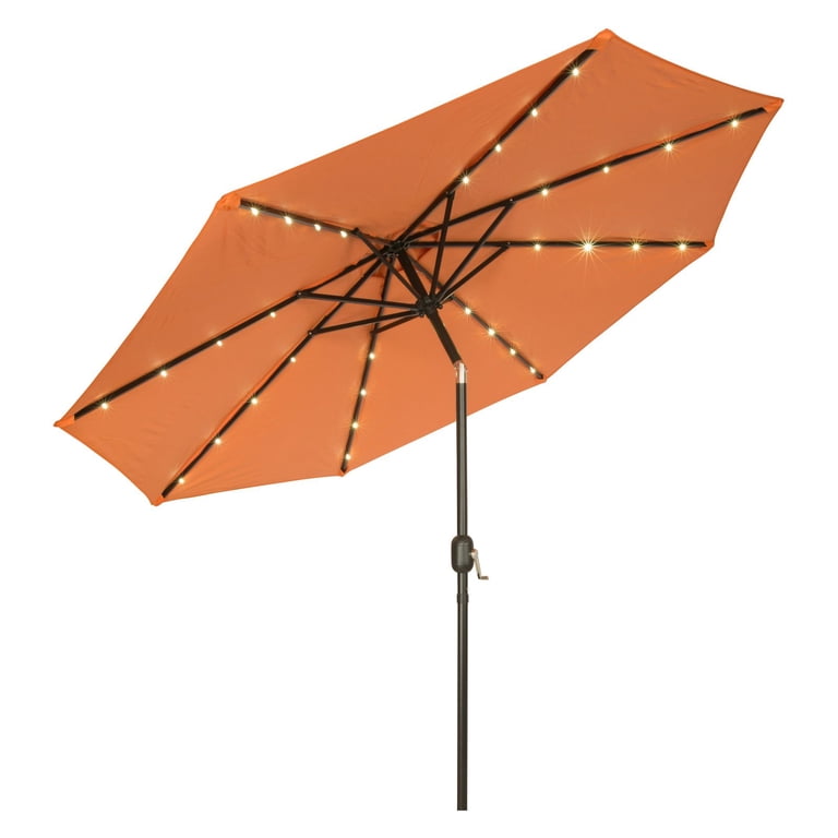 9 deluxe solar powered led lighted patio umbrella tan Deluxe Solar Powered LED Lighted Patio Umbrella - 9'