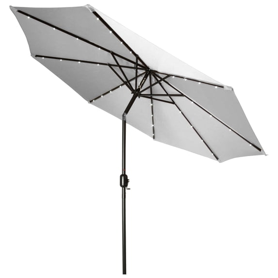 Deluxe Solar Powered LED Lighted Patio Umbrella - 9' - By Trademark Innovations (Gray)