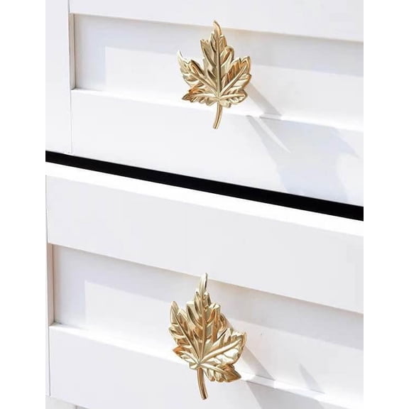 Deluxe Solid Brass Maple Leaf Cabinet Pulls Door Knobs