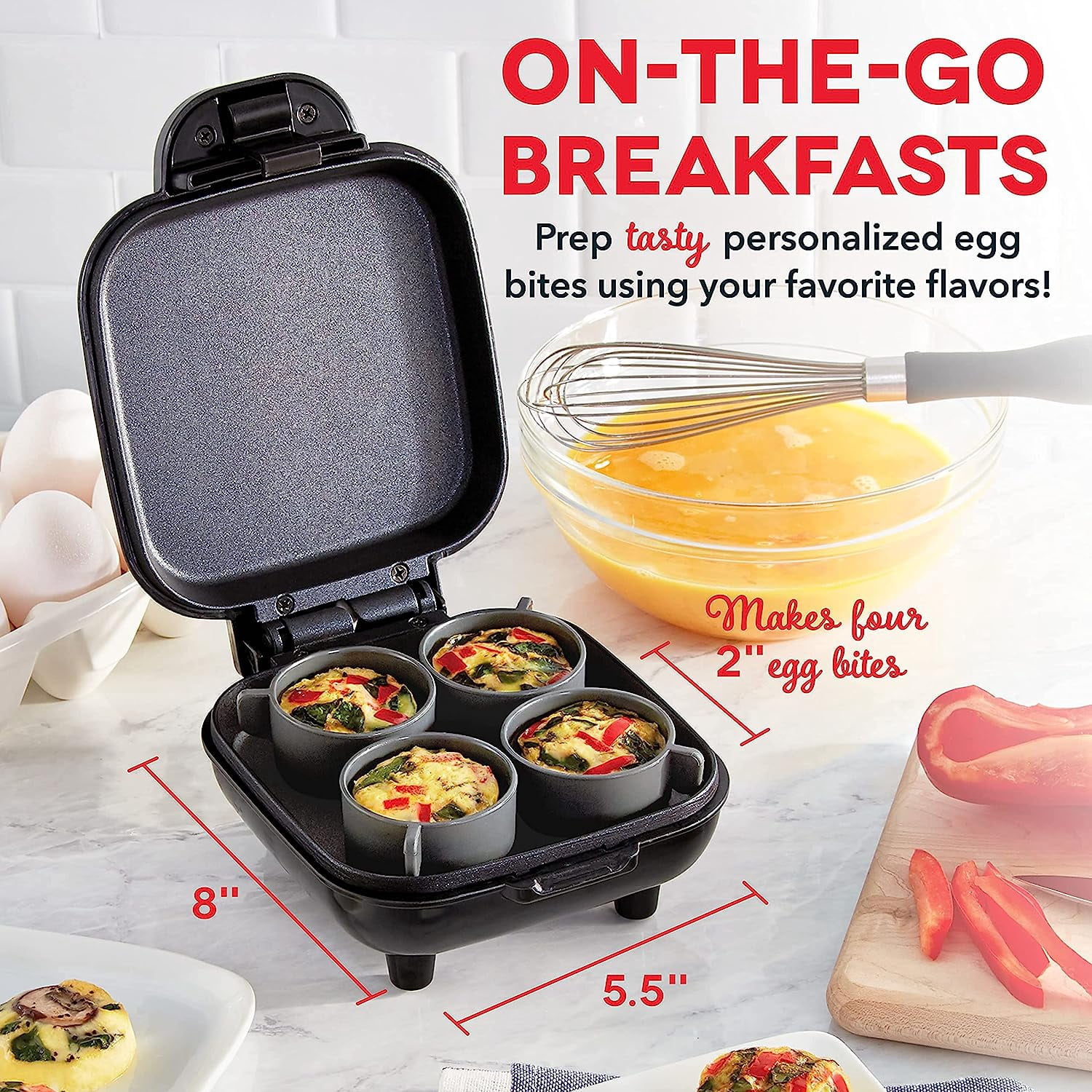 Deluxe Sous Vide Egg Bite Maker with Silicone Molds + Rapid Egg Cooker Bundle for Healthy Breakfasts