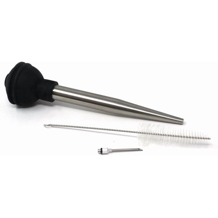 Deluxe Stainless Steel Baster with Injector and Cleaning Brush 11" x 2" x 2"