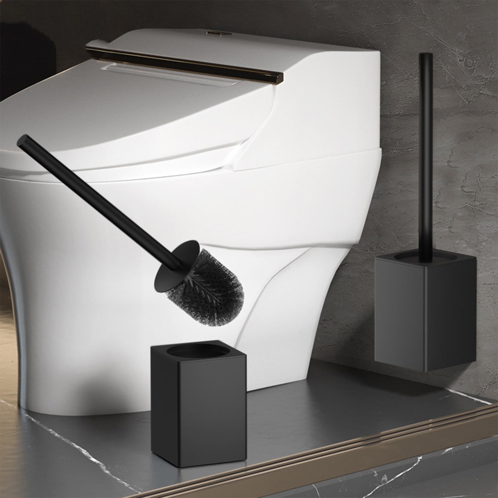Deluxe Stainless Steel Toilet Brush and Holder Set, Toilet Bowl Brush ...