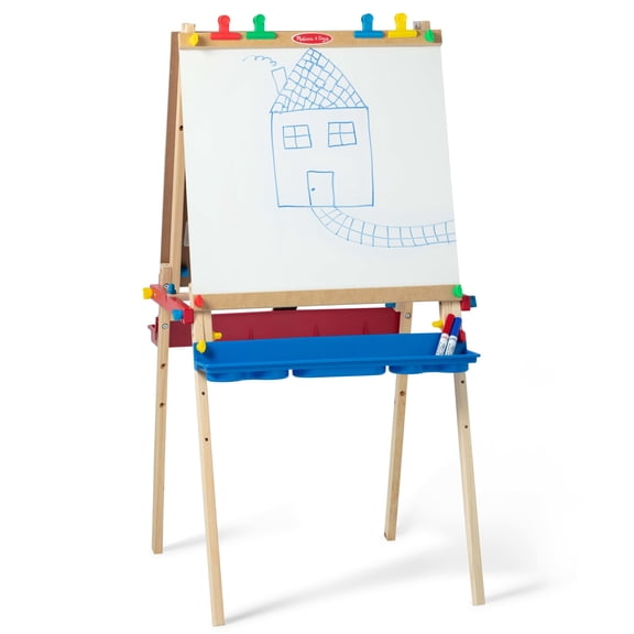 Deluxe Standing Art Easel - Dry-Erase Board,Chalkboard,Paper Roller - FSC Certified