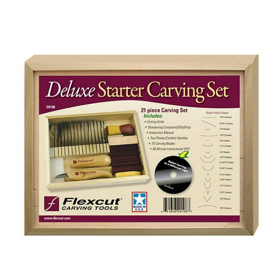 Flexcut - SK108 - 21 pc. Deluxe Starter Set - Wood Carving Tool Set