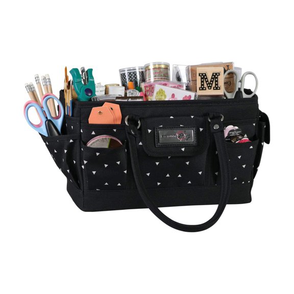 Deluxe Store & Tote Craft Organizer, Black & White Triangles