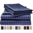 thumbnail image 1 of Deluxe Striped 1800 Prestige Soft and Comfortable Bed Sheets Set, King Navy, 1 of 2