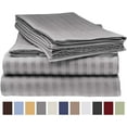 thumbnail image 1 of Deluxe Striped 1800 Prestige Soft and Comfortable Bed Sheets Set, Queen Grey, 1 of 2