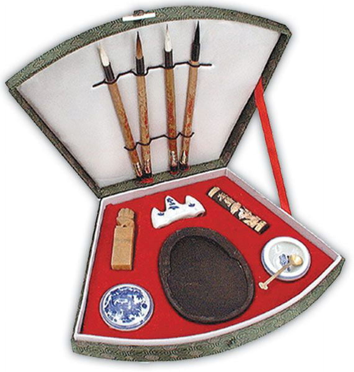 Deluxe Sumi-E 4-Brush Fan Set