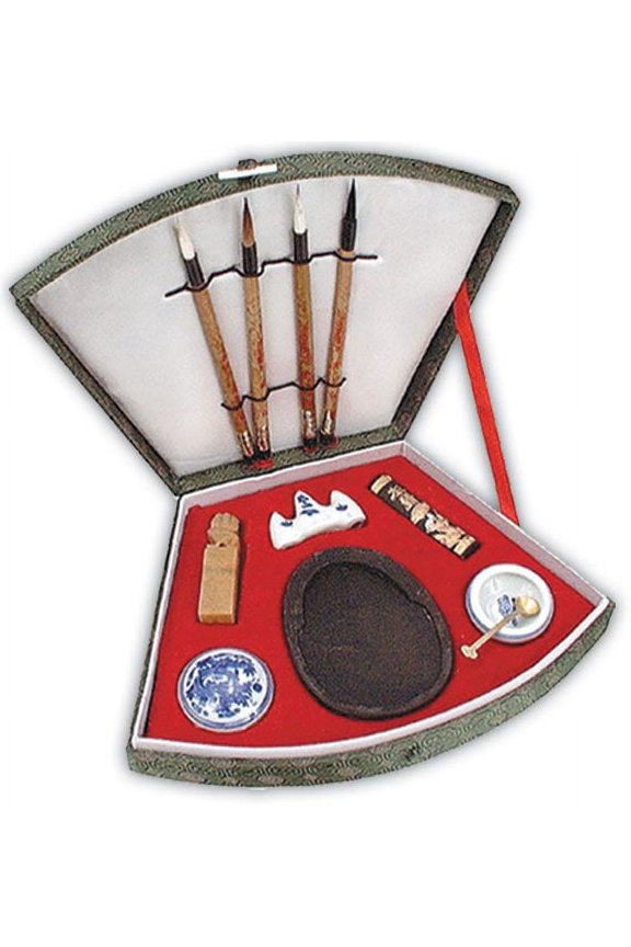 Deluxe Sumi-E 4-Brush Fan Set