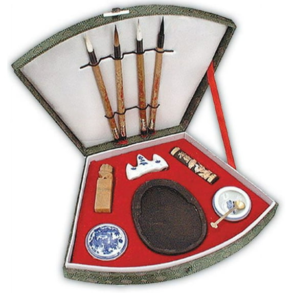 Deluxe Sumi-E 4-Brush Fan Set