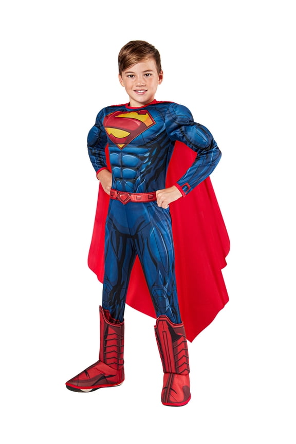 DC Comics Superheroes Superman Deluxe Muscle Chest Costume for Kids by Rubies, Boys Small