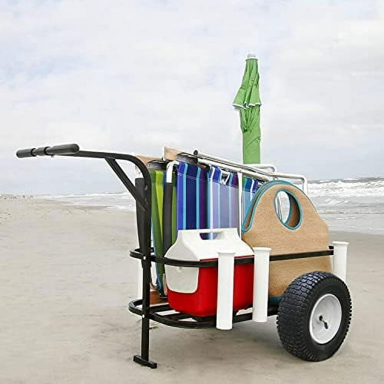 Deluxe Surf, Pier And Beach Cart – Outdoor Fishing Rolling Wheel Wagon 