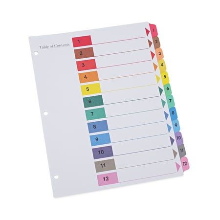 Universal Deluxe Table of Contents Dividers for Printers, 12-Tab, Table Of Contents, 11 x 8.5, White, 6 Sets