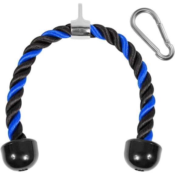 Deluxe Tricep Rope Cable Attachment, 27 & 36 inch with 4 Colors, Exercise Machine Attachments Pulley System Gym Pull Down Rope with Carabiner