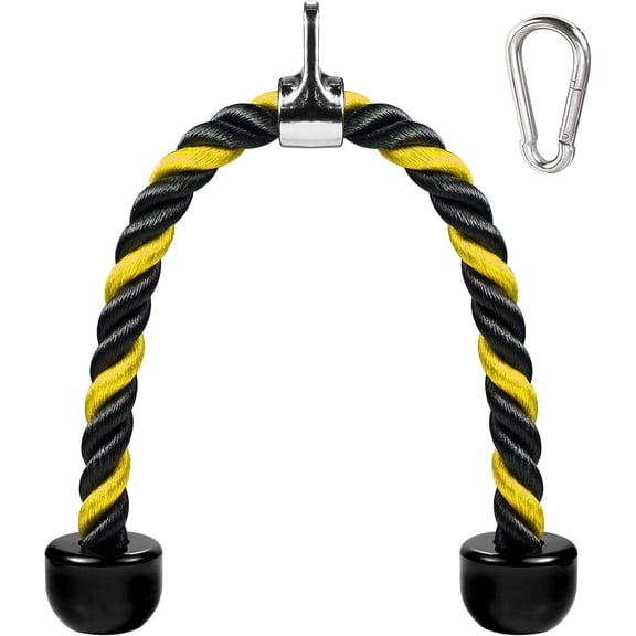 Deluxe Tricep Rope Pull Down , 27 & 36 Inch Rope Length, Easy to Grip & Non-Slip Attachment for Gym Workout Exercise