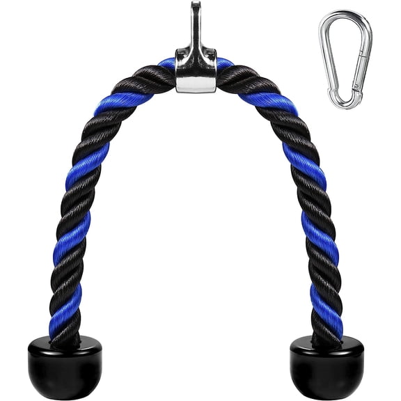 Deluxe Tricep Rope Pull Down Cable, 27 & 36 Inch Rope Length, Easy to Grip & Non-Slip Cable Attachment for Gym Workout Exercise