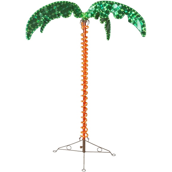 Deluxe Tropical LED Rope Light Palm Tree with Lighted Holographic Trunk and Fronds (4.5 Foot)