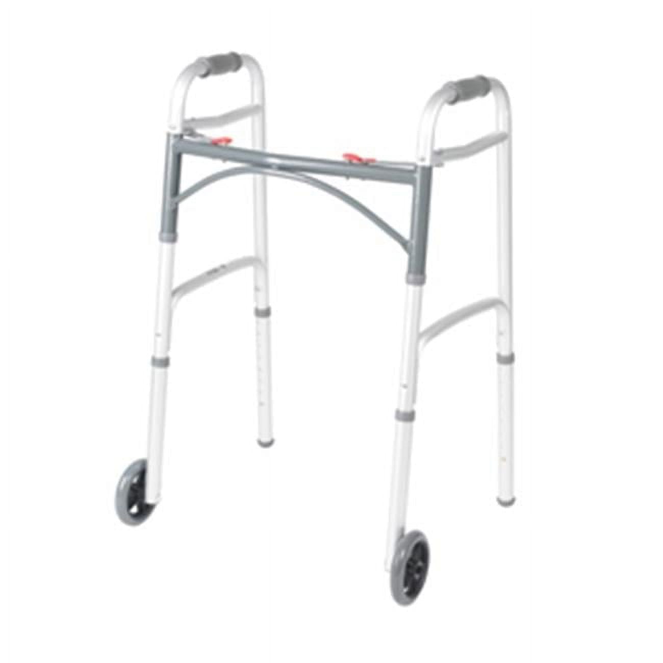 Gray and White Adjustable Folding Walker with 5" Wheels