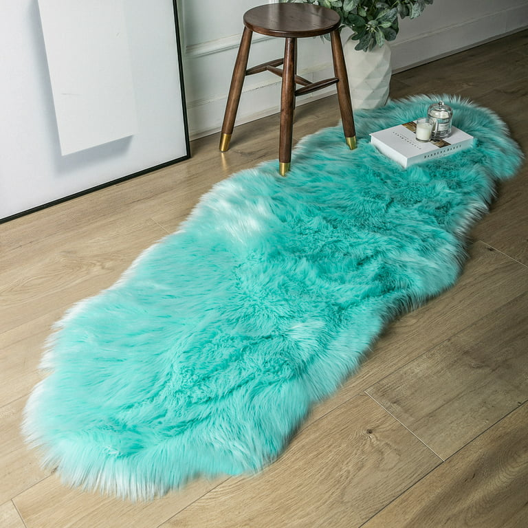 Phantoscope Deluxe Ultra Soft Faux Sheepskin Fur Series Fluffy Decorative Indoor Shag Area Rug, 2 x 3 Feet Rectangle, Pink and White, 1 Pack, Size: 2' x 3' Rec