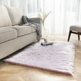 thumbnail image 1 of Deluxe Ultra Soft Faux Sheepskin Fur Series Fluffy Decorative Indoor Shag Area Rug, 5 x 7 Feet Rectangle, Pink and White, 1 Pack, 1 of 2