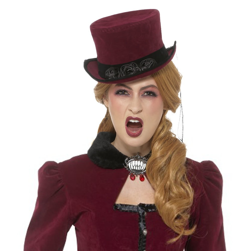 Deluxe Victorian Vampire Hat Adult Burgundy Deluxe Victorian Vampire Hat Adult Burgundy