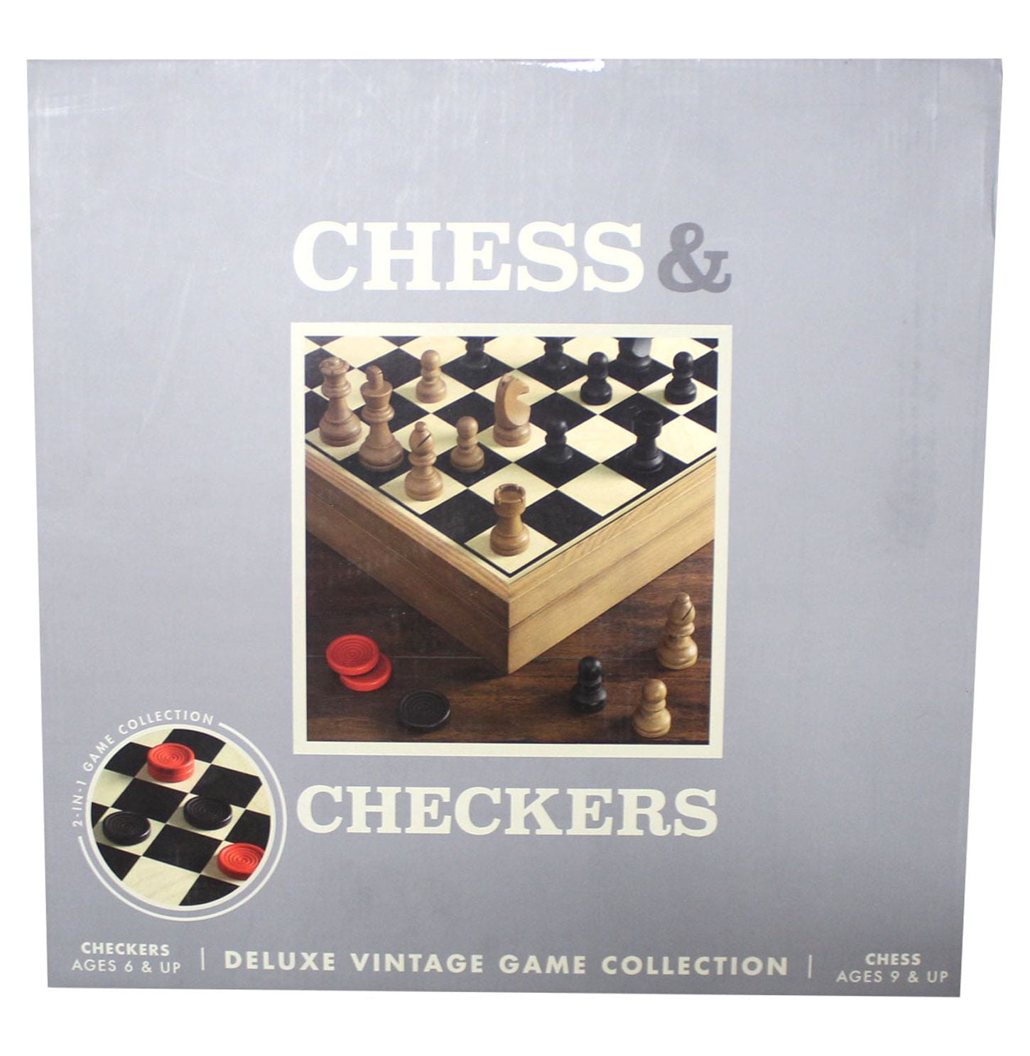 Deluxe Vintage Wood Chess and Checkers Game Set