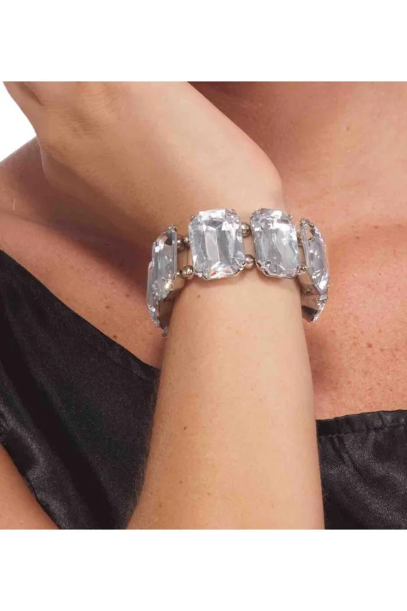 Deluxe Vintage Hollywood Starlet Costume Silver Rhinestone Bracelet