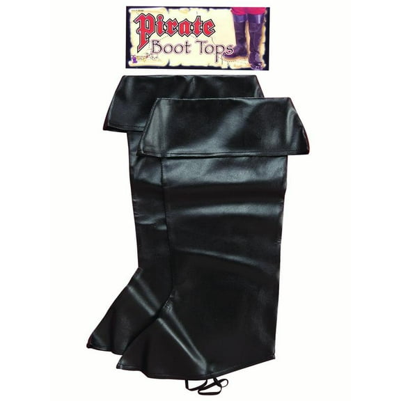 Adult Black Simulated Leather Pirate Costume Boot Tops