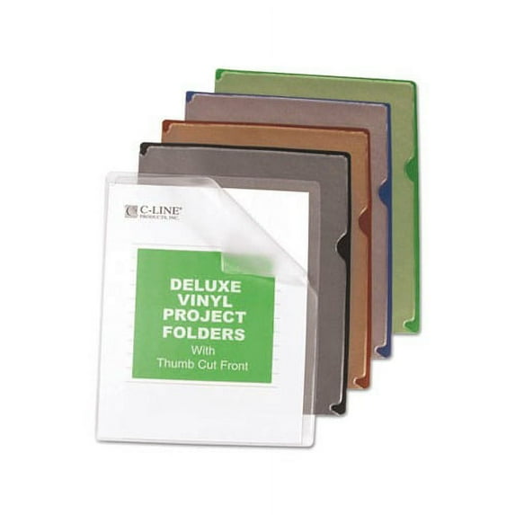 Deluxe Vinyl Project Folders Letter Size, Assorted Colors, 35/Box
