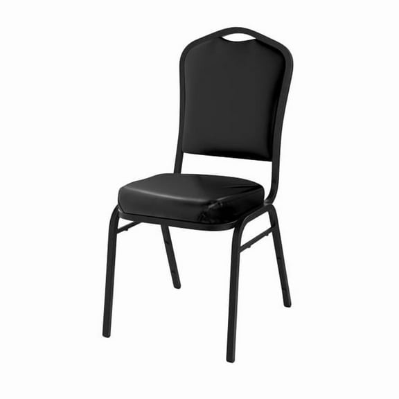 Deluxe Vinyl Upholstered Padded Stack Chair, Panther Black & Black Santex