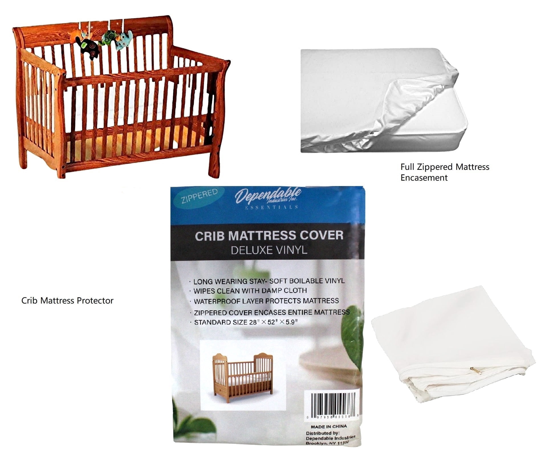 "Deluxe Baby Bed Protector, Vinyl Zippered Waterproof Crib Mattress