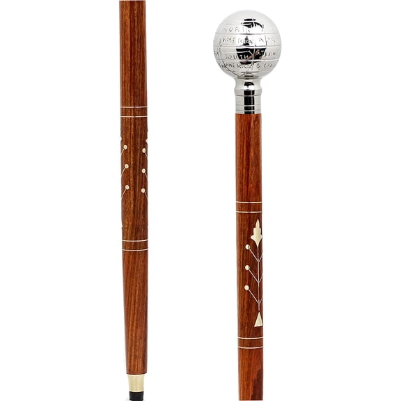 Deluxe Walking Sticks | Rosewood Crafted Cane with Solid Brass Chrome Decorative Bars | Nagina International