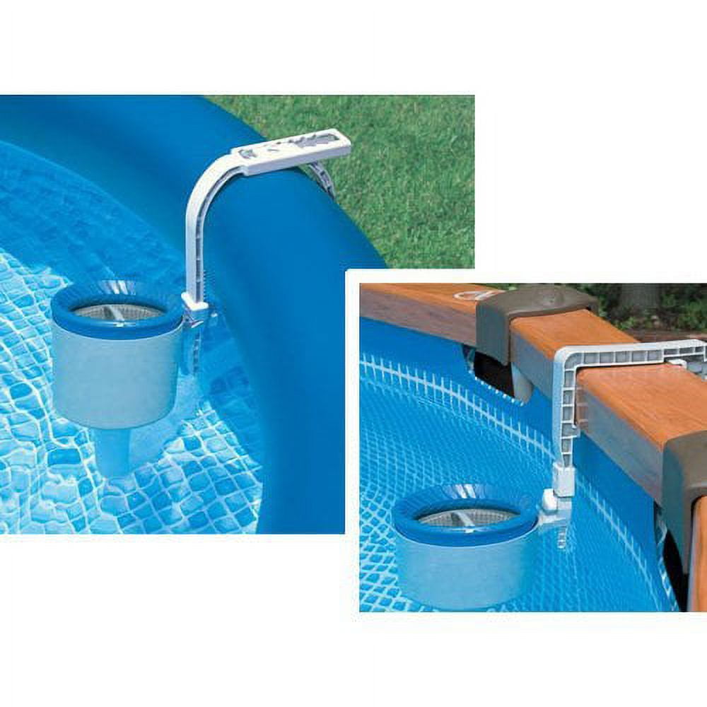 Blue and White Polypropylene Pool Surface Skimmer with Adjustable Bracket