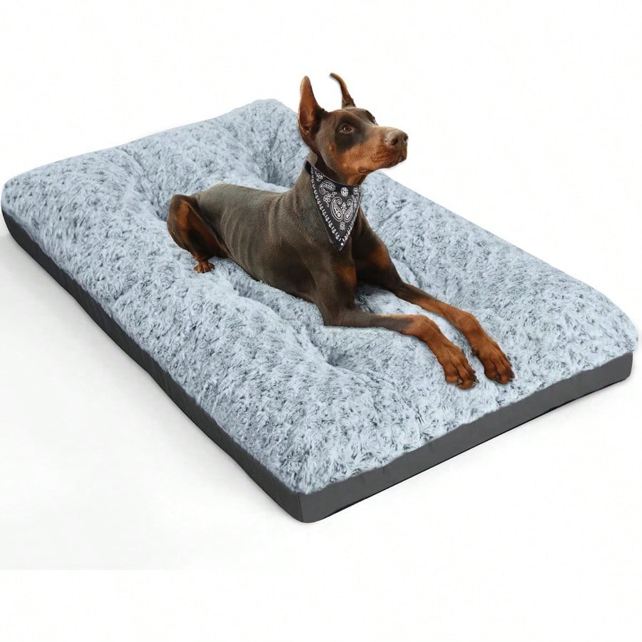 Deluxe Washable XL Dog Bed Dog Crate Mat 41 inch Comfy Fluffy Kennel Pad AntiSlip for Dogs Up to 90 lbs 41 x 27 Grey