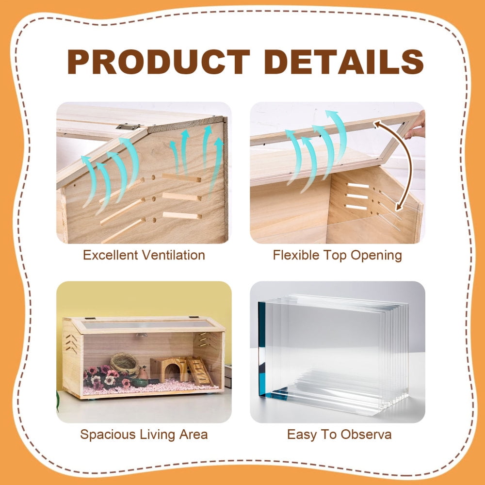 Picture of Deluxe Wood & Acrylic Hamster House - Multi-Level Rodent Cage with ...